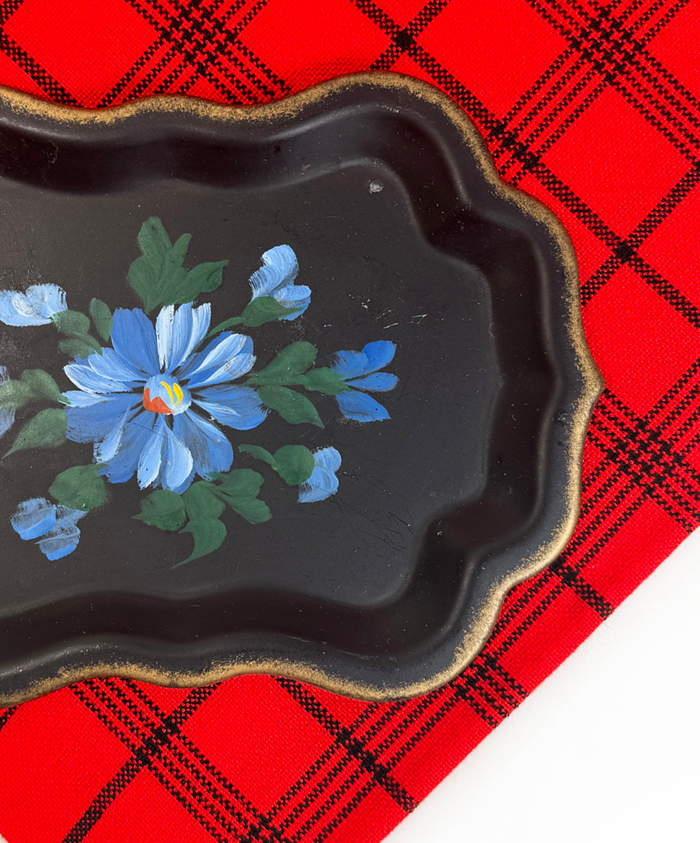 Handpainted Black Floral Tray - Late to the Party