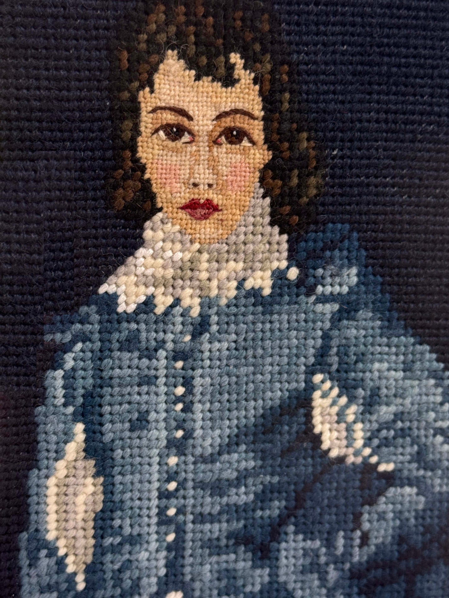 Iconic Blue Boy Needlepoint - Late to the Party