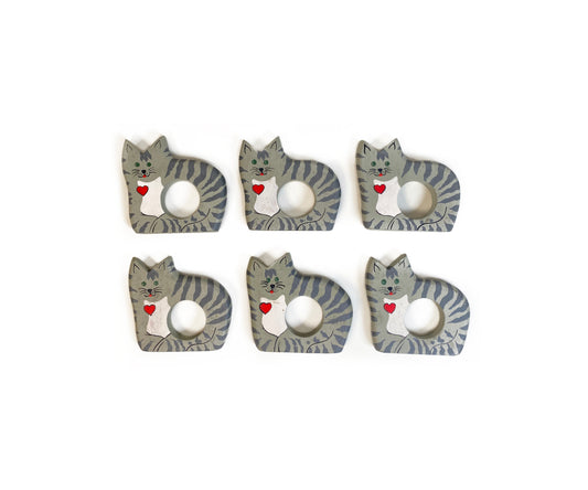 Vintage Cat Napkin Rings - Late to the Party