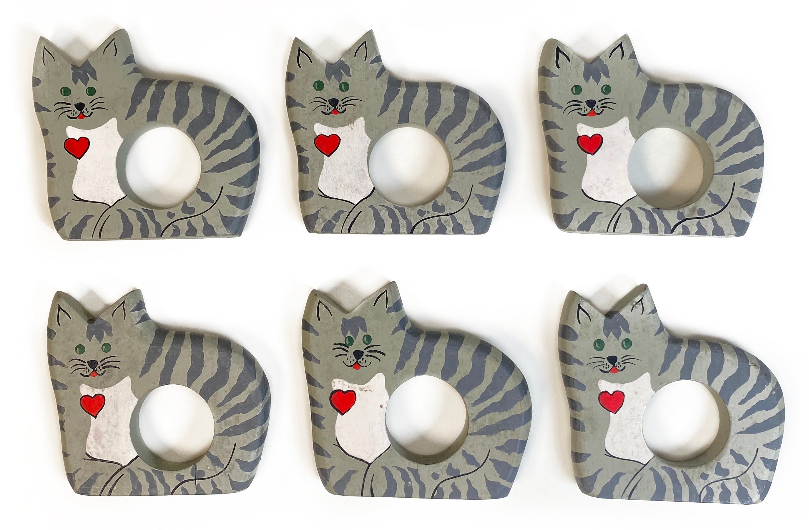 Vintage Cat Napkin Rings - Late to the Party