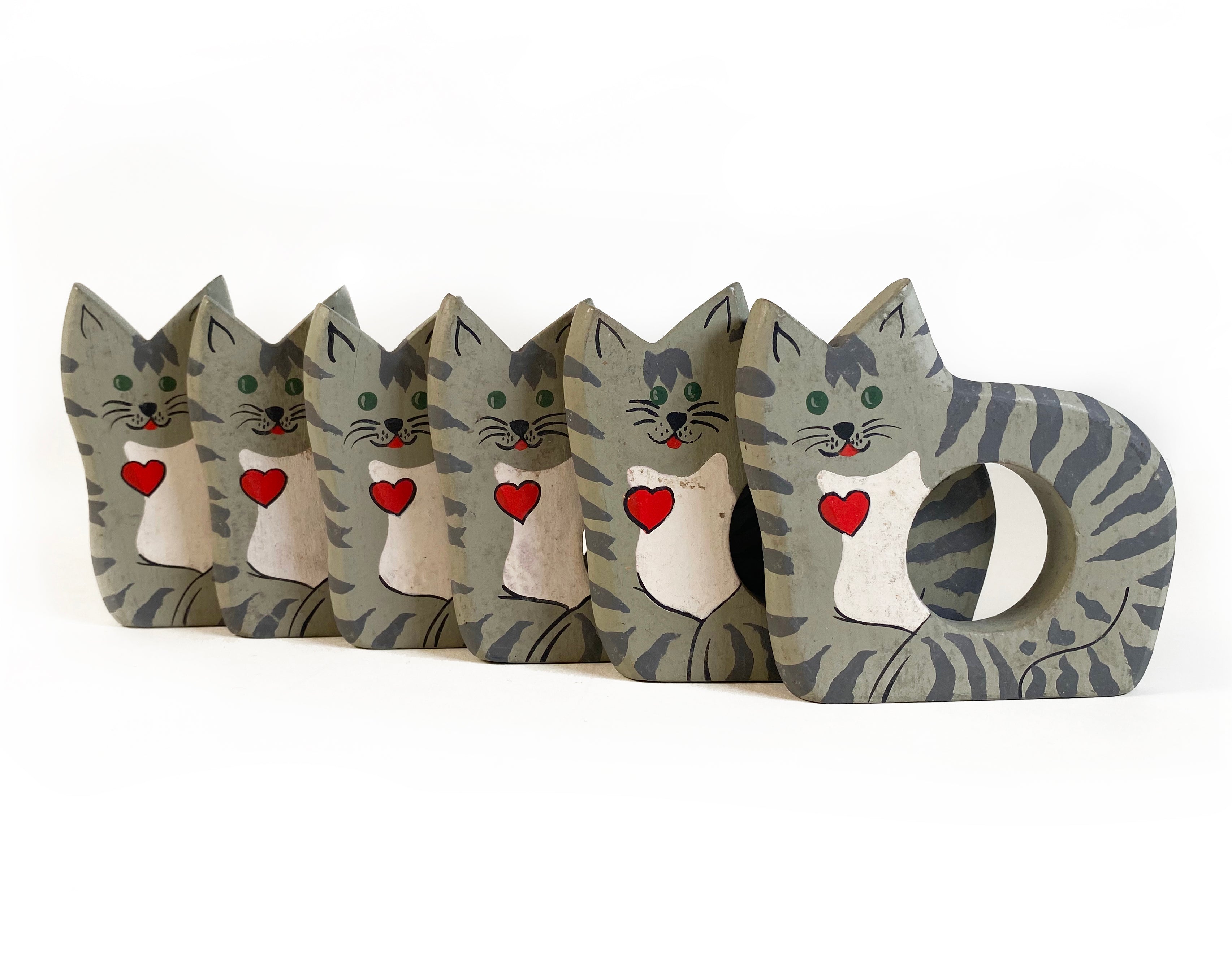 Vintage Cat Napkin Rings - Late to the Party