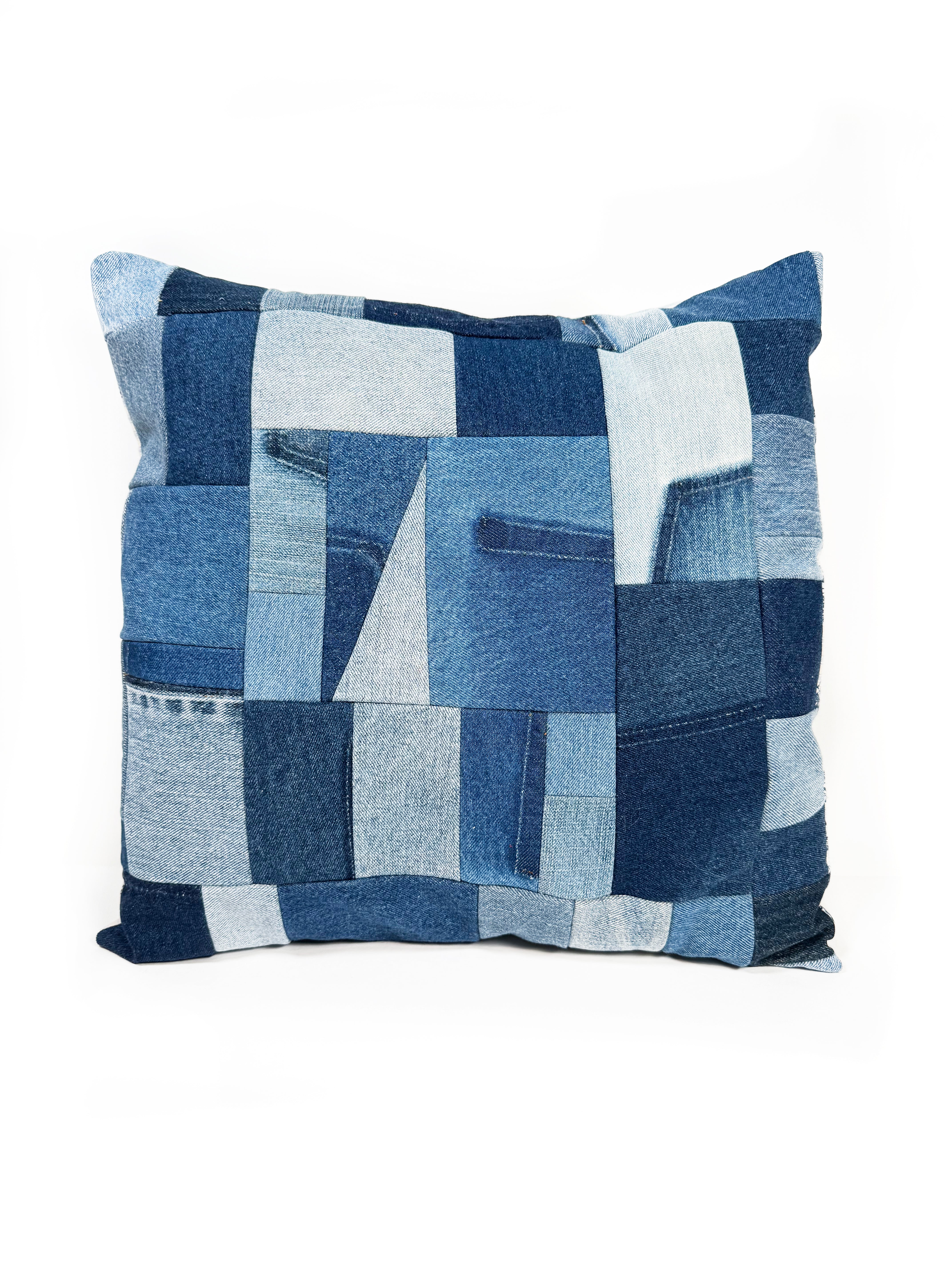 Denim Patchwork Pillow - Late to the Party