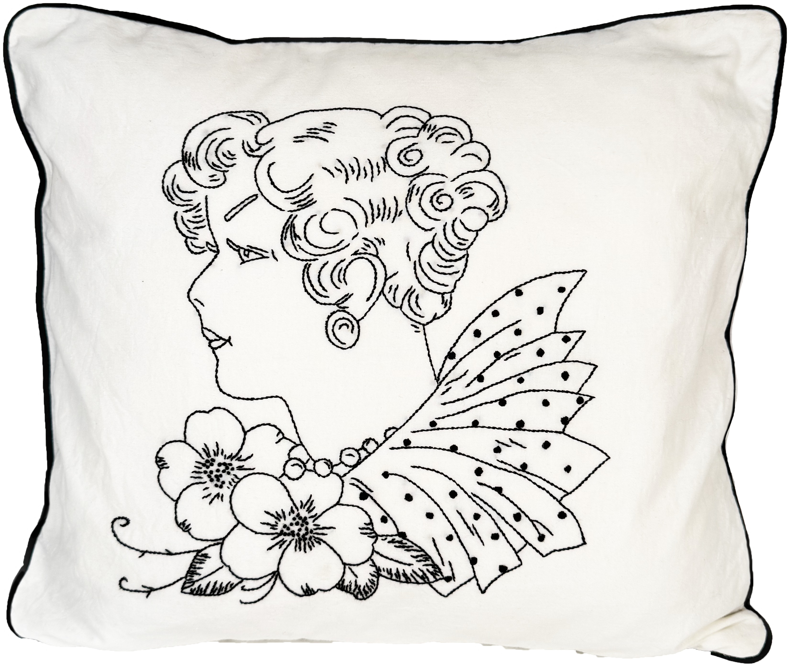 Embroidered Lady Pillow