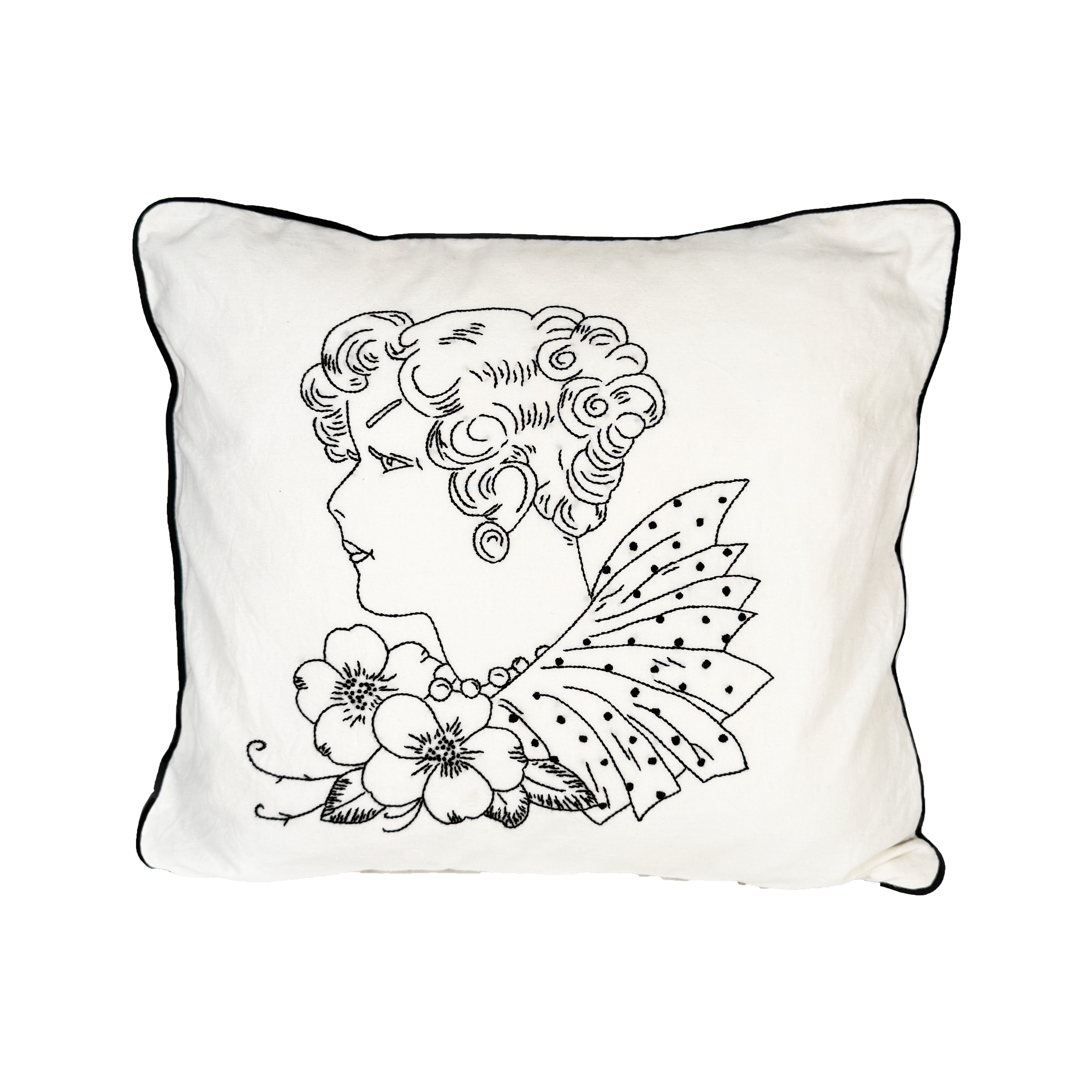 Embroidered Lady Pillow
