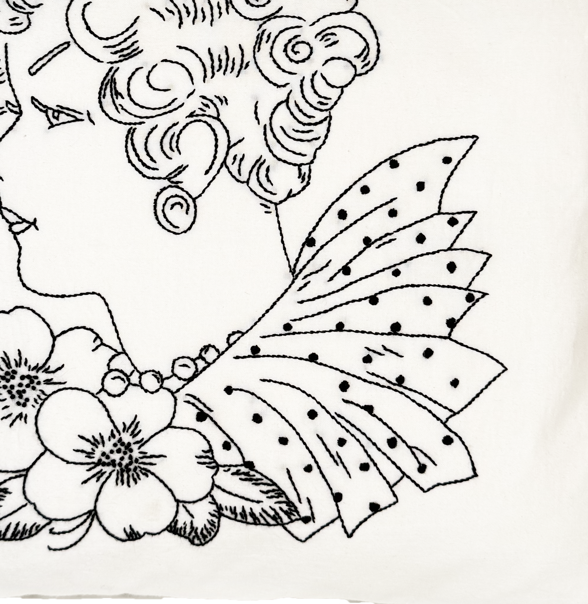 Embroidered Lady Pillow