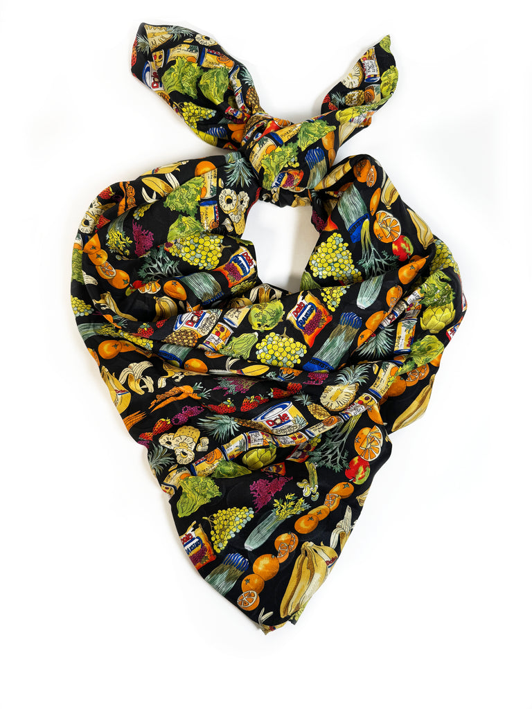 Vintage Nicole Miller Fruity Groceries Silk Scarf - Late to the Party