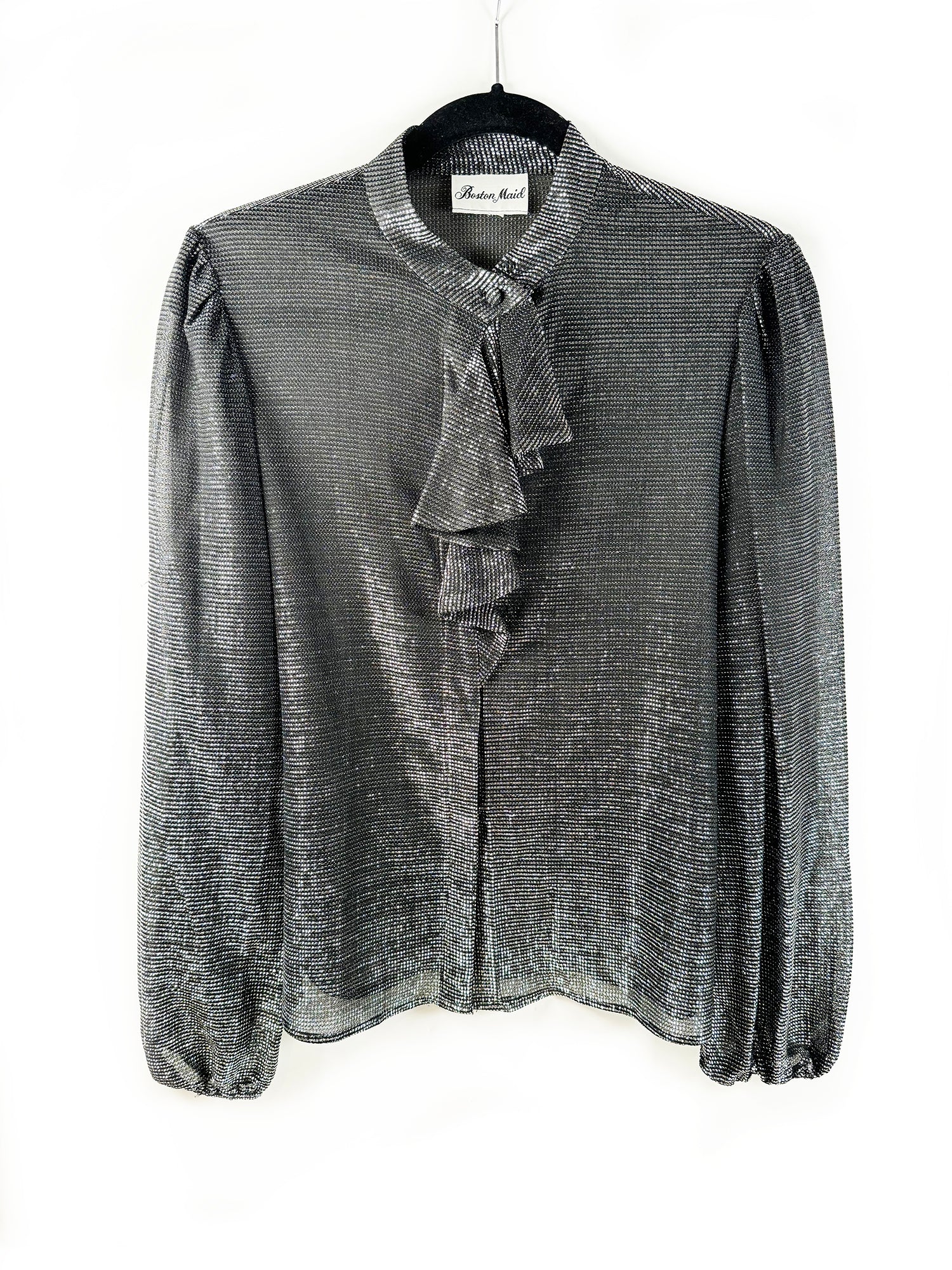 Metallic Blouse with Statement Collar - Late to the Party